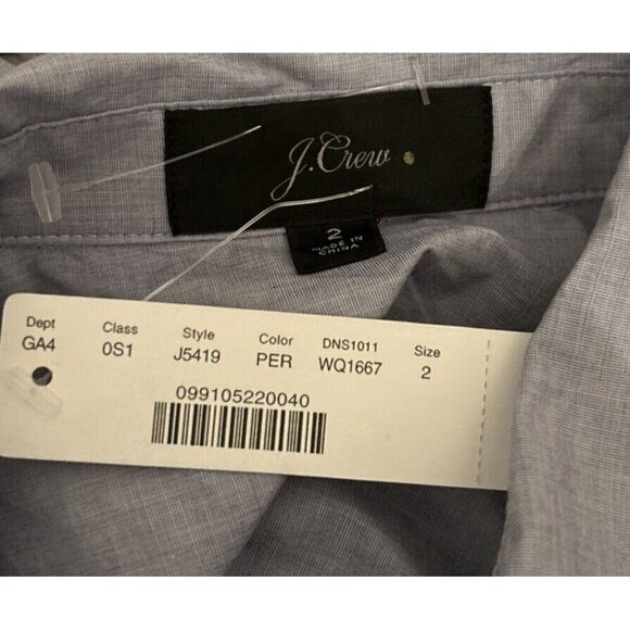 J.CREW Classic Blue Button Front Belted Crisp Poplin Shirt Dress Size 2 NEW - Picture 5 of 5